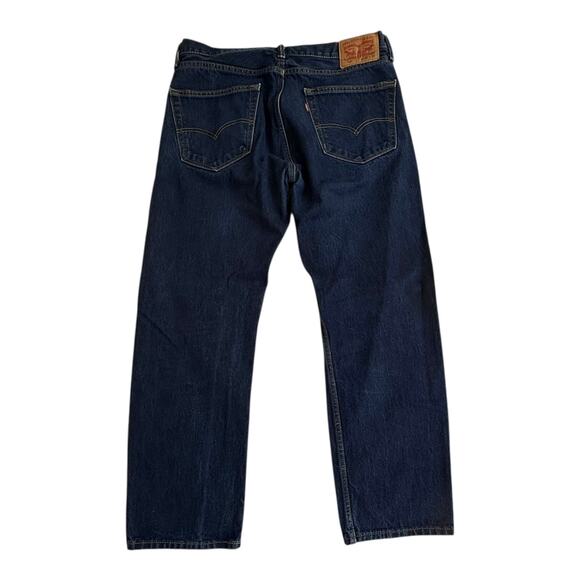 VTG Levi's 505 JEANS Denim Blue Men 36x30 Regular Straight Leg Stretch Dark Wash - Picture 7 of 9